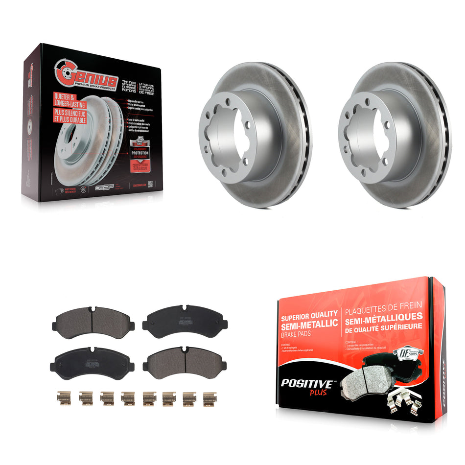 Rear Coated Disc Brake Rotors And Semi-Metallic Pads Kit For Mercedes-Benz Sprinter 3500 3500XD With Dual Wheels KGF-102652