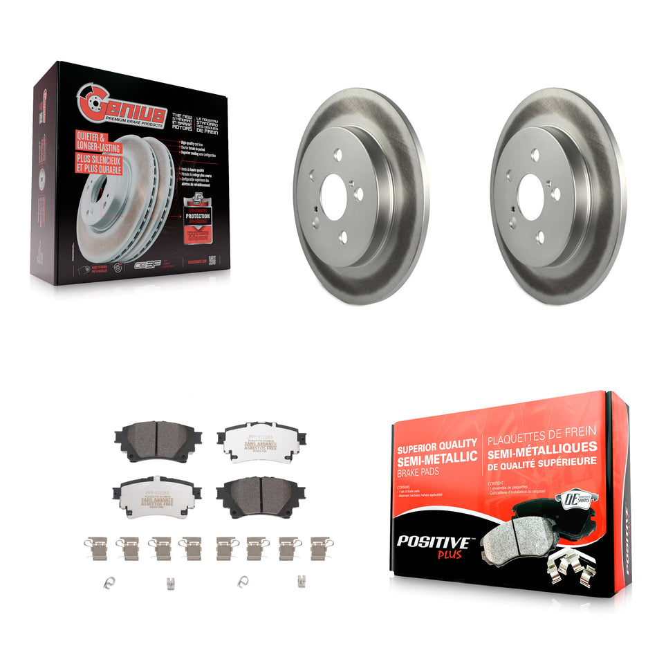 Rear Coated Disc Brake Rotors And Semi-Metallic Pads Kit For 2019 Toyota Corolla 1.8L With Electric Parking KGF-102656