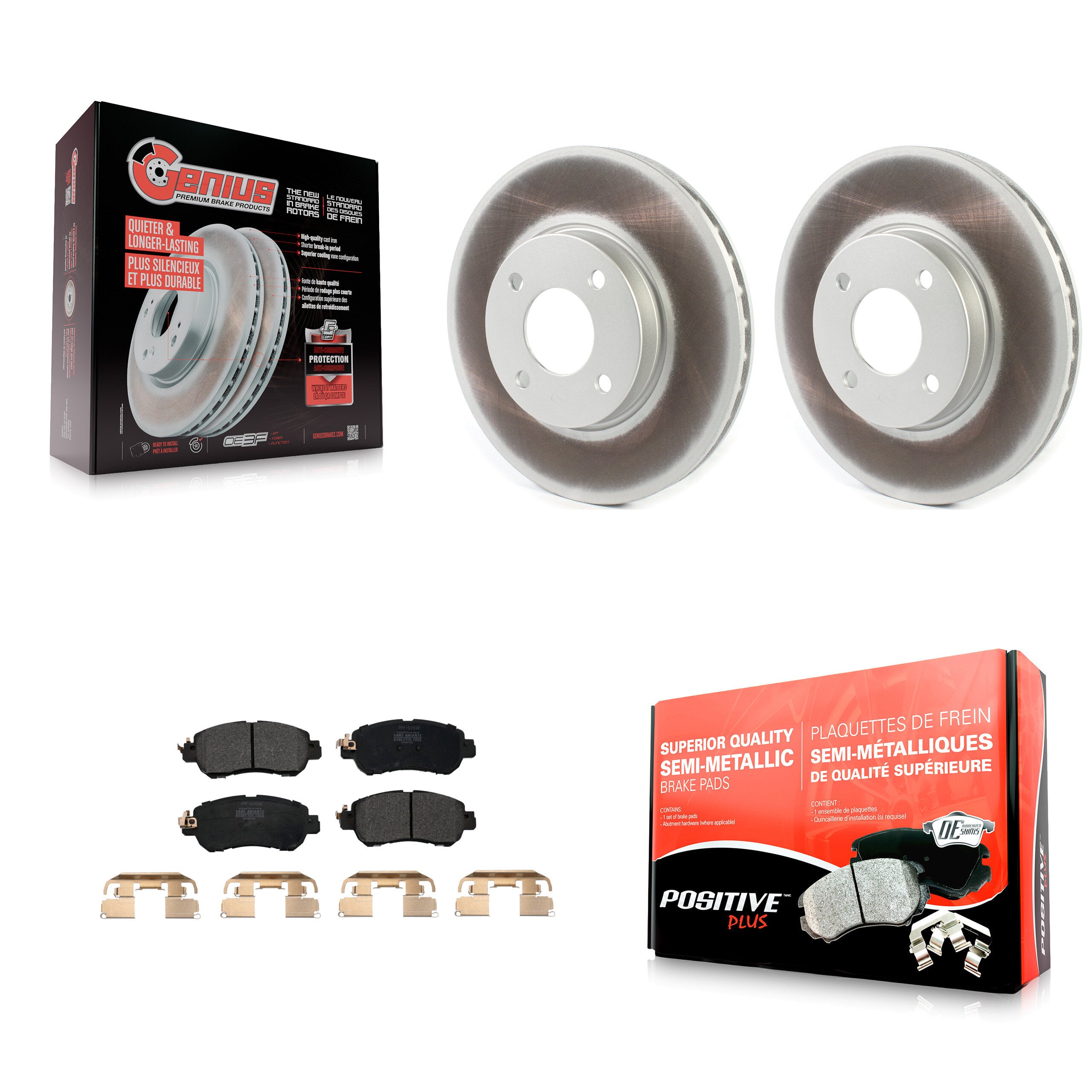 Front Coated Disc Brake Rotors And Semi-Metallic Pads Kit For Nissan Kicks Versa KGF-102663