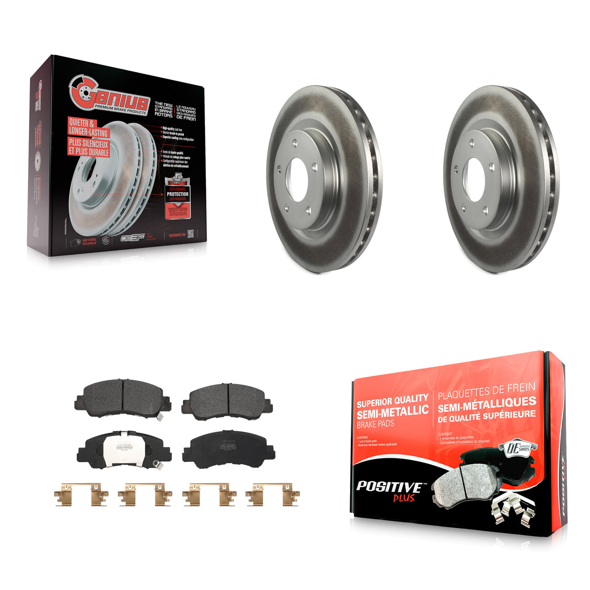 Front Coated Disc Brake Rotors And Semi-Metallic Pads Kit For Mitsubishi Eclipse Cross KGF-102664