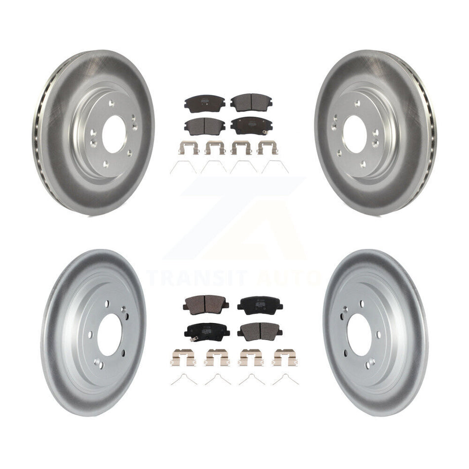 Front Rear Coated Disc Brake Rotors Semi-Metallic Pad Kit For Kia Sportage Hyundai Tucson KGF-102670