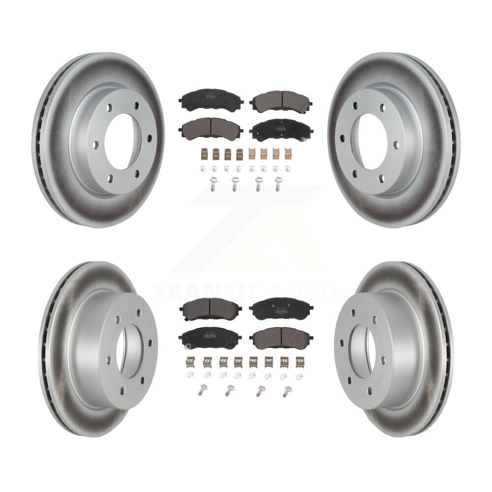 Front Rear Coated Disc Brake Rotors And Semi-Metallic Pads Kit For 2019-2023 Ford Ranger KGF-102697