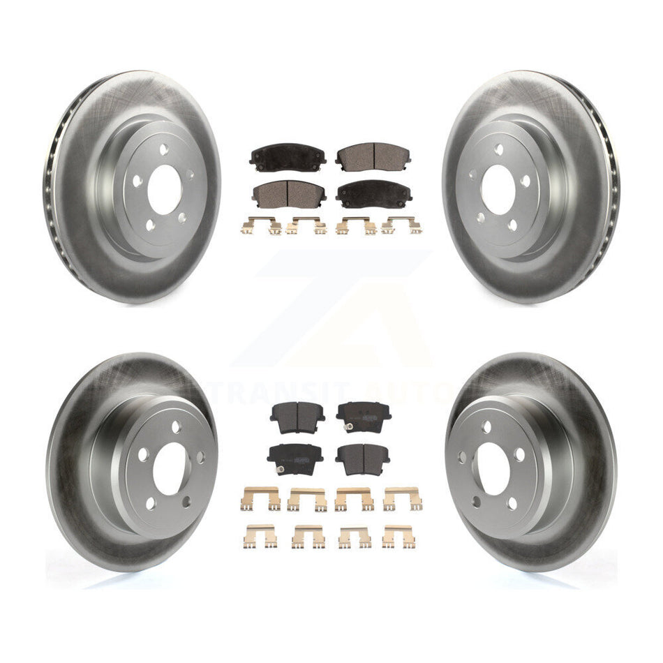 Front Rear Coated Disc Brake Rotors And Semi-Metallic Pads Kit For 2015-2018 Dodge Charger RWD with 3.6L With 345mm Diameter Rotor KGF-102700