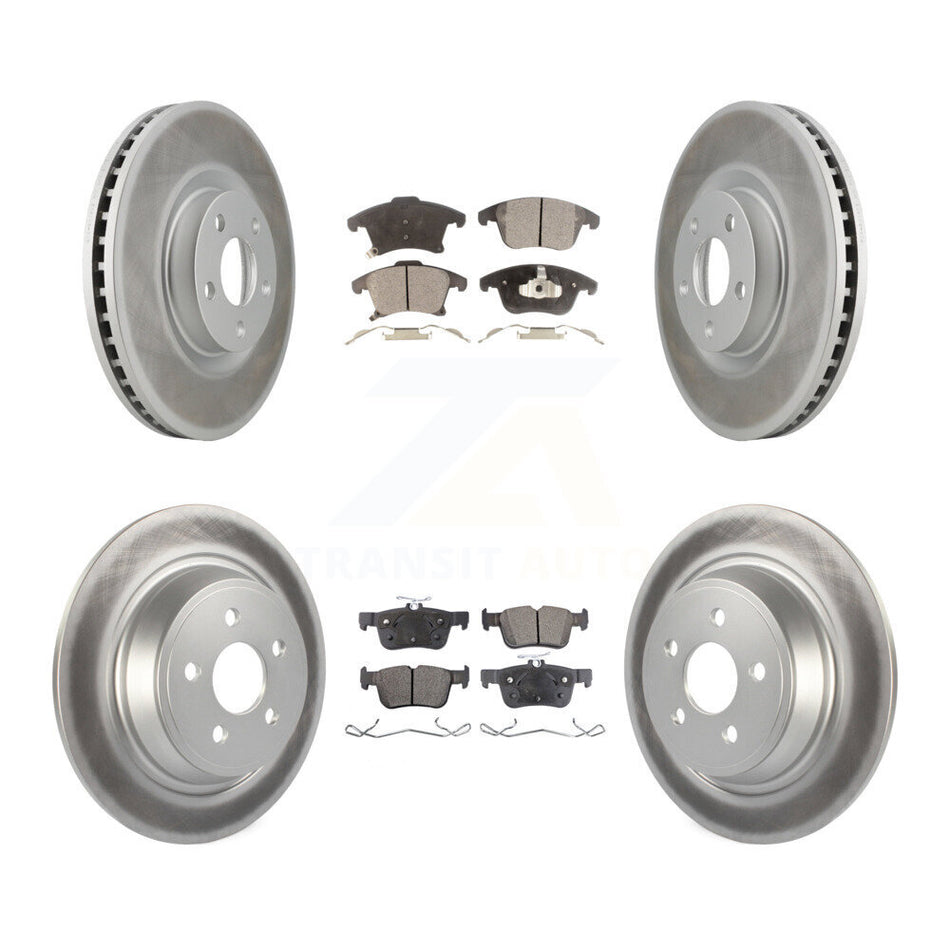Front Rear Coated Disc Brake Rotors And Semi-Metallic Pads Kit For 2019-2020 Ford Police Responder Hybrid SSV Plug-In KGF-102705