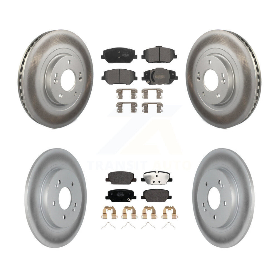 Front Rear Coated Disc Brake Rotors And Semi-Metallic Pads Kit For 2019-2020 Hyundai Santa Fe KGF-102709