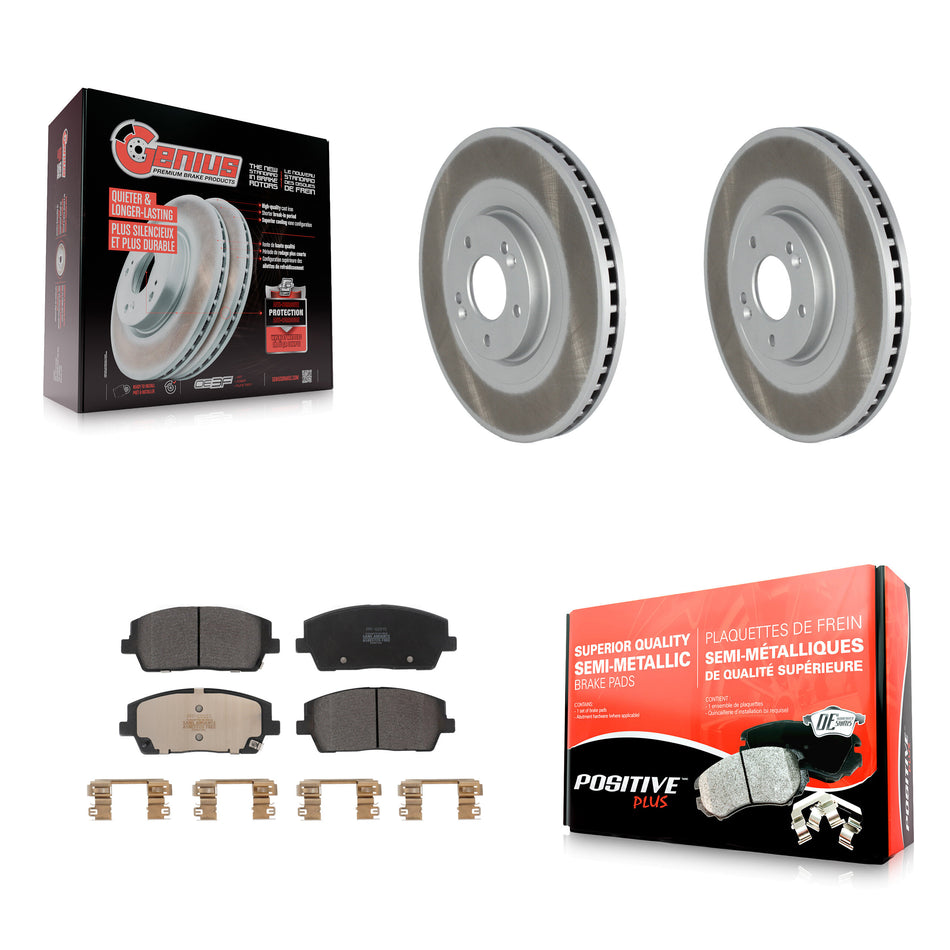 Front Coat Brake Rotor Semi-Metallic Pad Kit For 2020-2024 Hyundai Palisade Kia Telluride KGF-102719