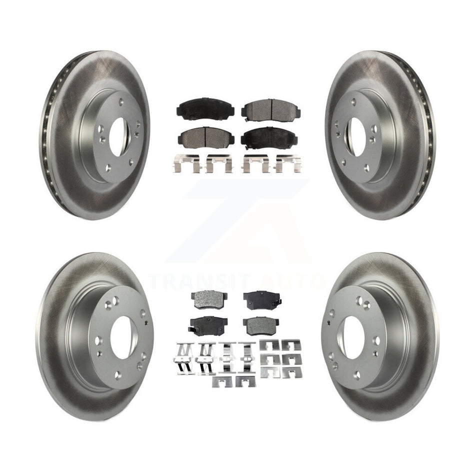 Front Rear Coated Disc Brake Rotors And Semi-Metallic Pads Kit For Honda Accord KGF-102723