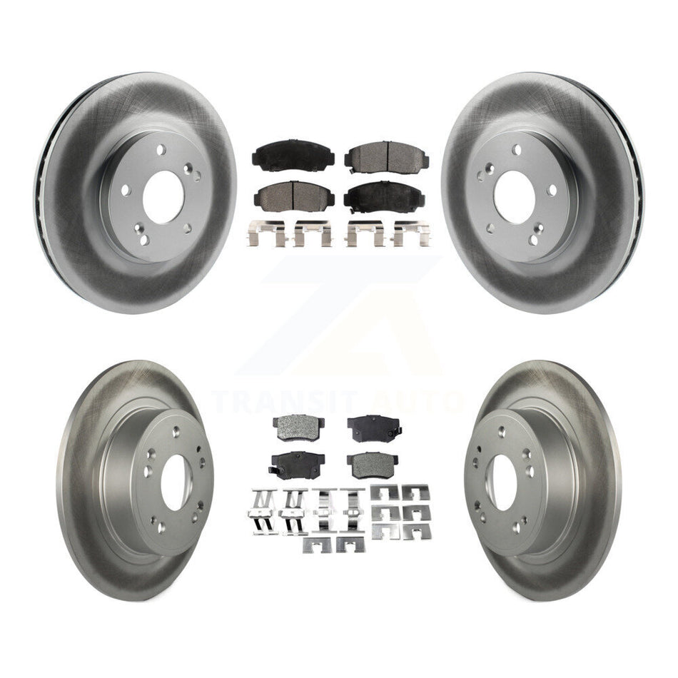Front Rear Coated Disc Brake Rotors And Semi-Metallic Pads Kit For 2006-2007 Honda Accord Hybrid with 3.0L KGF-102724