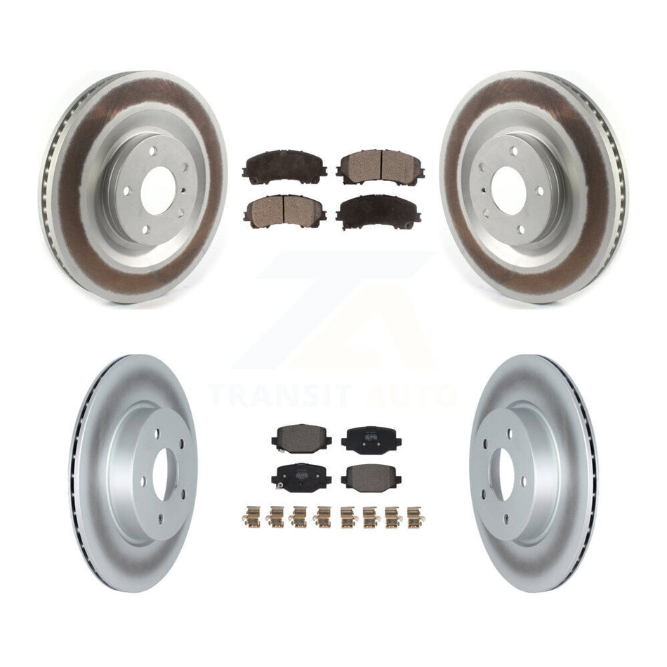 Front Rear Coated Disc Brake Rotors And Semi-Metallic Pads Kit For INFINITI QX50 QX55 KGF-102726