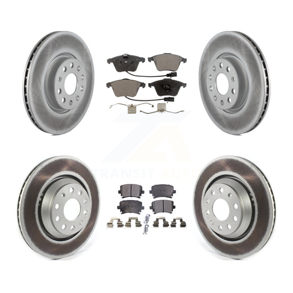 Front Rear Coated Disc Brake Rotors And Semi-Metallic Pads Kit For Volkswagen CC KGF-102733