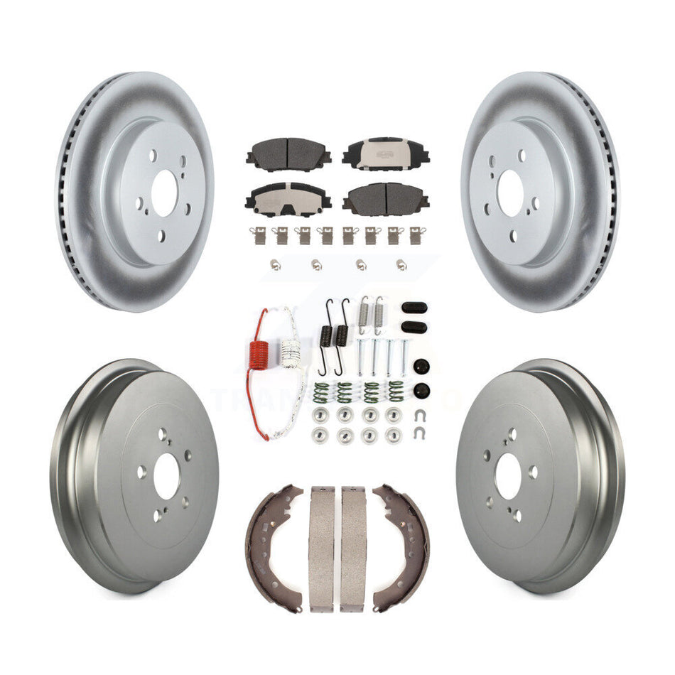 Front Rear Coat Brake Rotor Semi-Metallic Pad Drum Kit (7Pc) For 2019 Toyota Corolla 2.0L KGF-102734