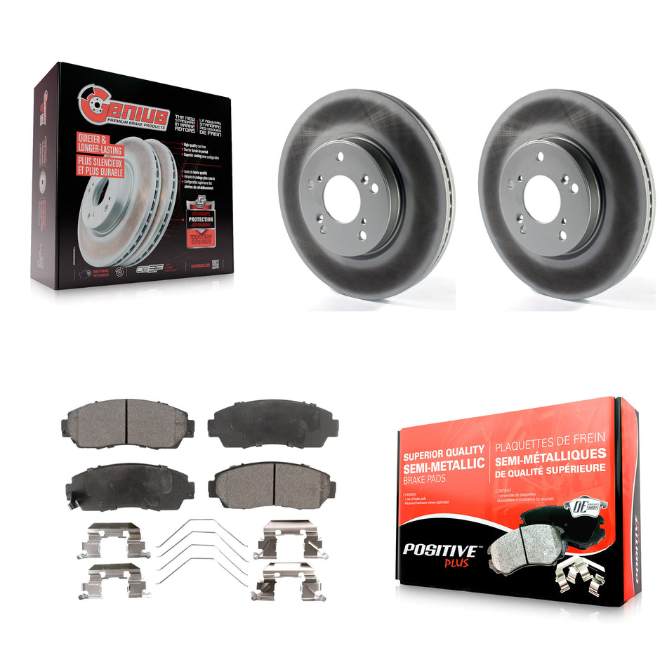 Front Coated Disc Brake Rotors And Semi-Metallic Pads Kit For Honda CR-V KGF-102741