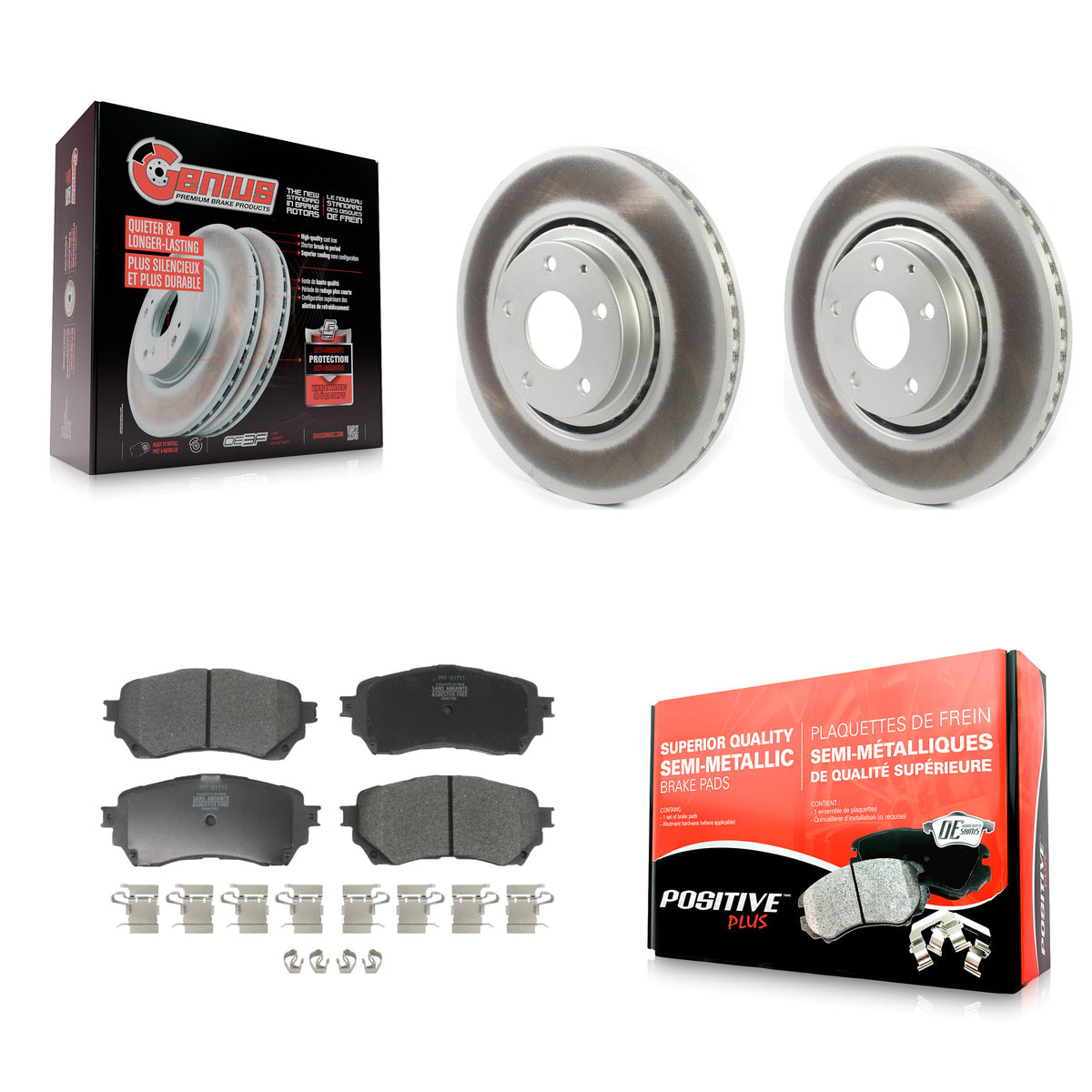 Front Coated Disc Brake Rotors And Semi-Metallic Pads Kit For 2021 Mazda 6 Turbocharged KGF-102748