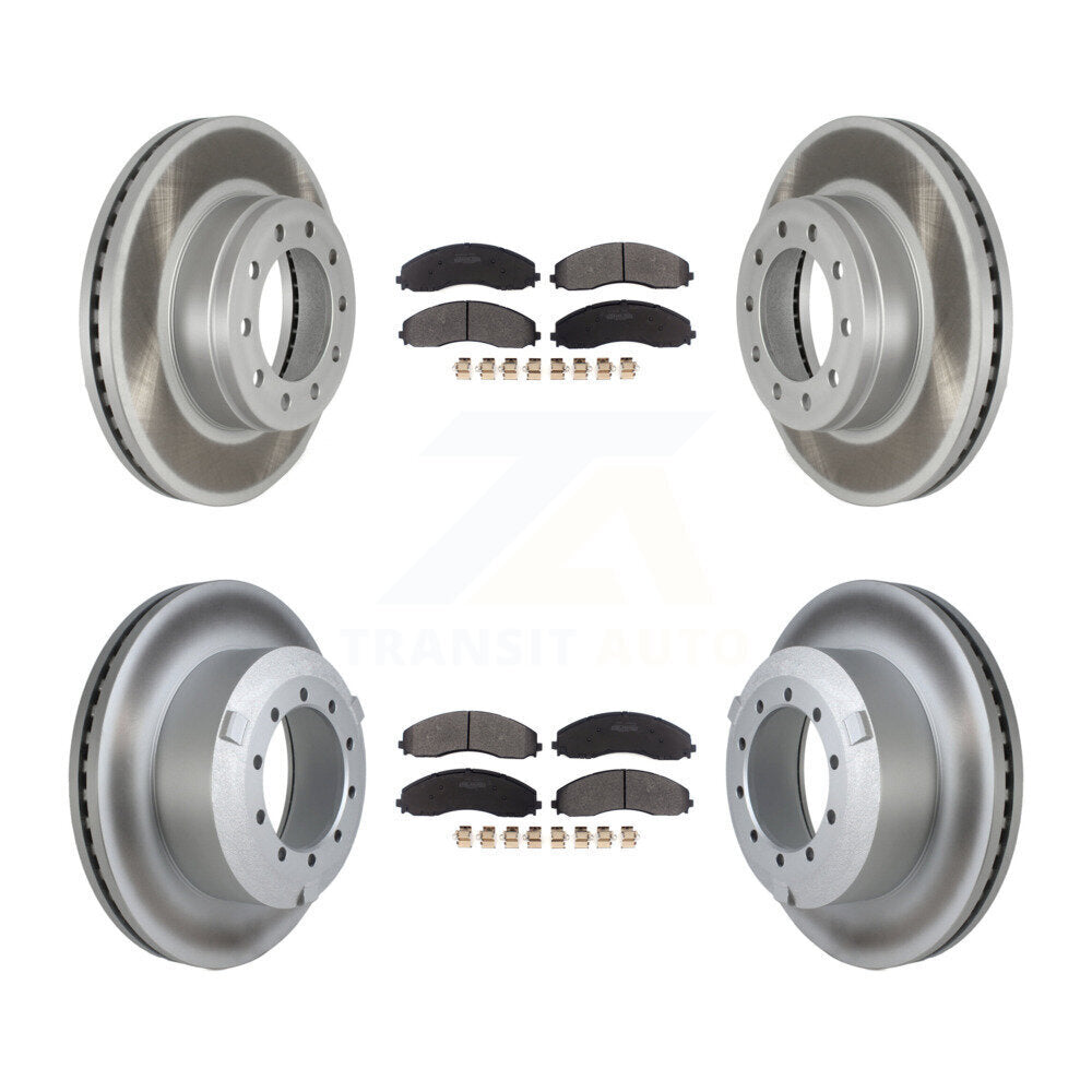 Front Rear Coated Brake Rotor Semi-Metallic Pad Kit For Ford F-450 Super Duty F-550 F-600 KGF-102752