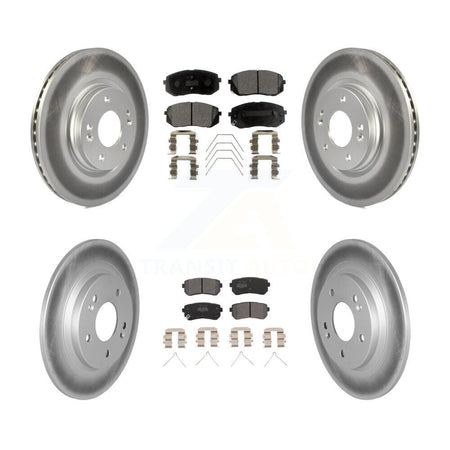 Front Rear Coated Disc Brake Rotors And Semi-Metallic Pad Kit For Hyundai Kona Kia Seltos KGF-102755