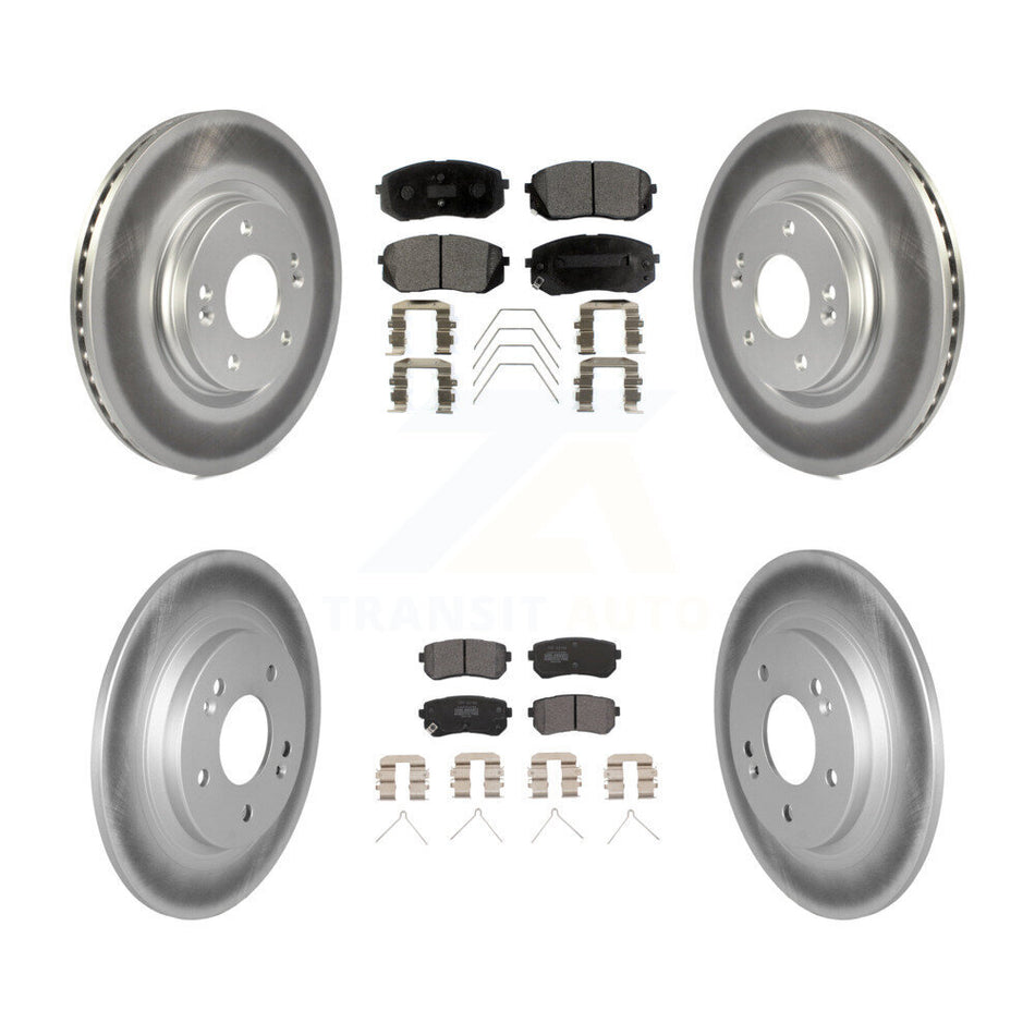 Front Rear Coated Disc Brake Rotors And Semi-Metallic Pad Kit For Hyundai Kona Kia Seltos KGF-102755