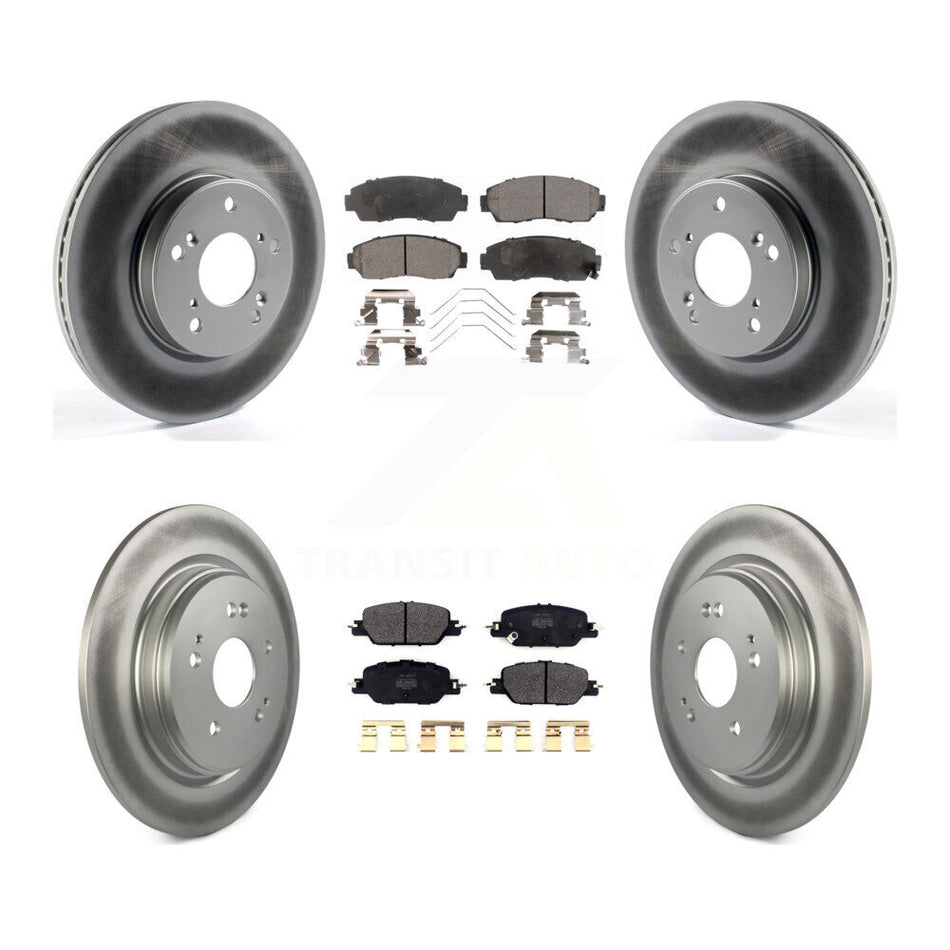 Front Rear Coated Disc Brake Rotors And Semi-Metallic Pads Kit For Honda CR-V KGF-102756