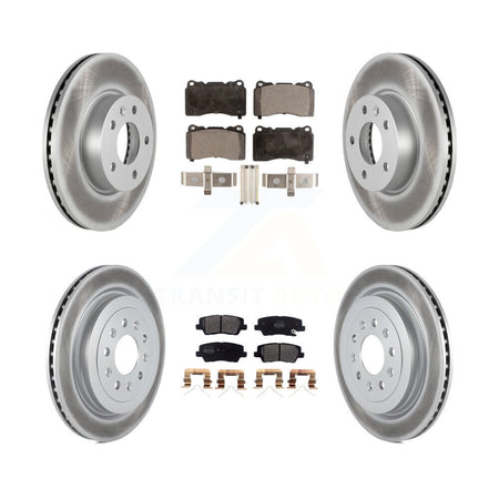Front Rear Coated Disc Brake Rotors And Semi-Metallic Pads Kit For 2019 Cadillac ATS Base KGF-102762