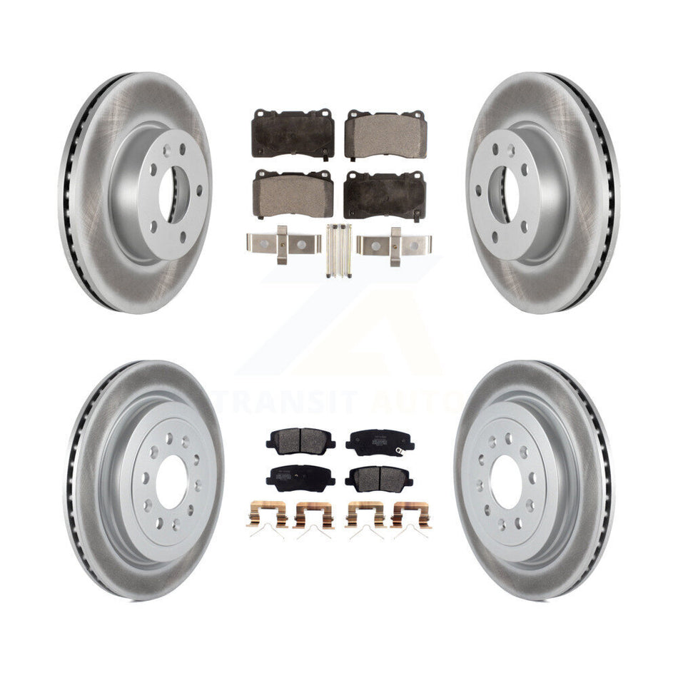 Front Rear Coated Disc Brake Rotors And Semi-Metallic Pads Kit For 2019 Cadillac ATS Base KGF-102762