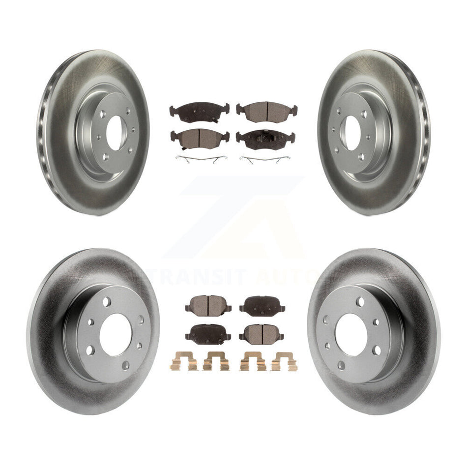 Front Rear Coated Disc Brake Rotors And Semi-Metallic Pads Kit For Fiat 500 KGF-102763