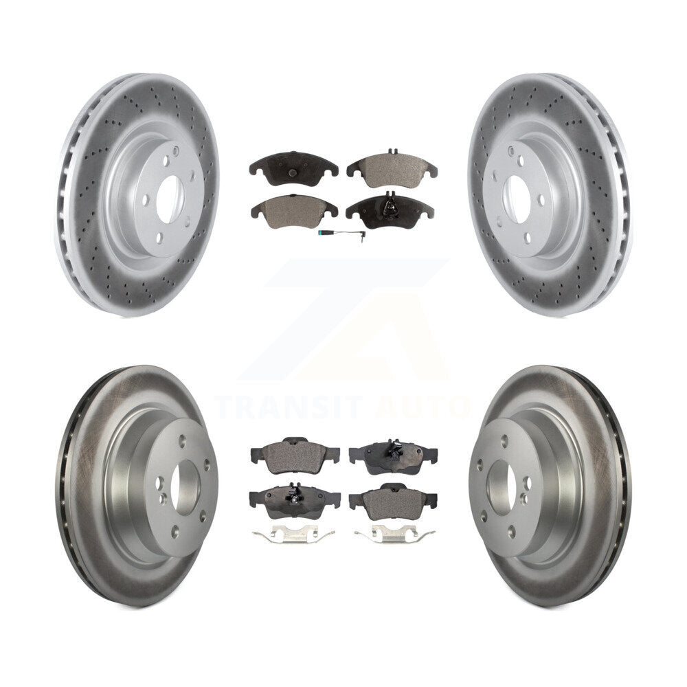 Front Rear Coated Disc Brake Rotors And Semi-Metallic Pads Kit For Mercedes-Benz E400 KGF-102764