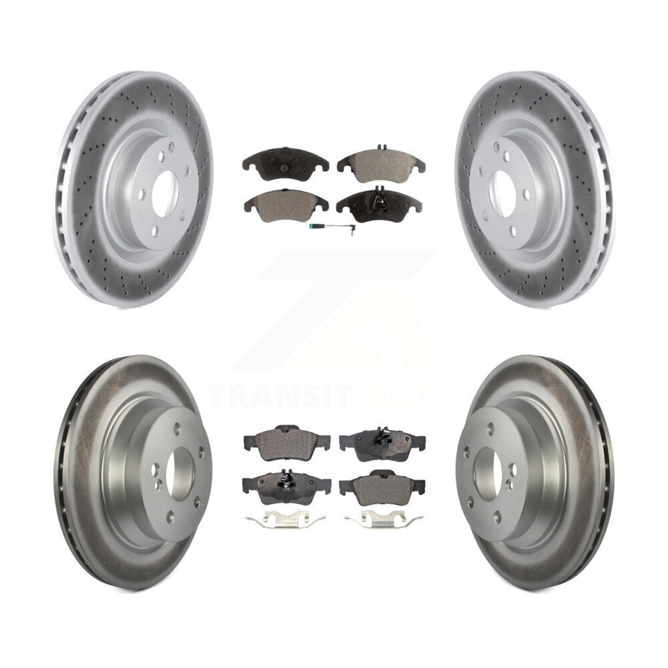 Front Rear Coated Disc Brake Rotors And Semi-Metallic Pads Kit For Mercedes-Benz E400 KGF-102764