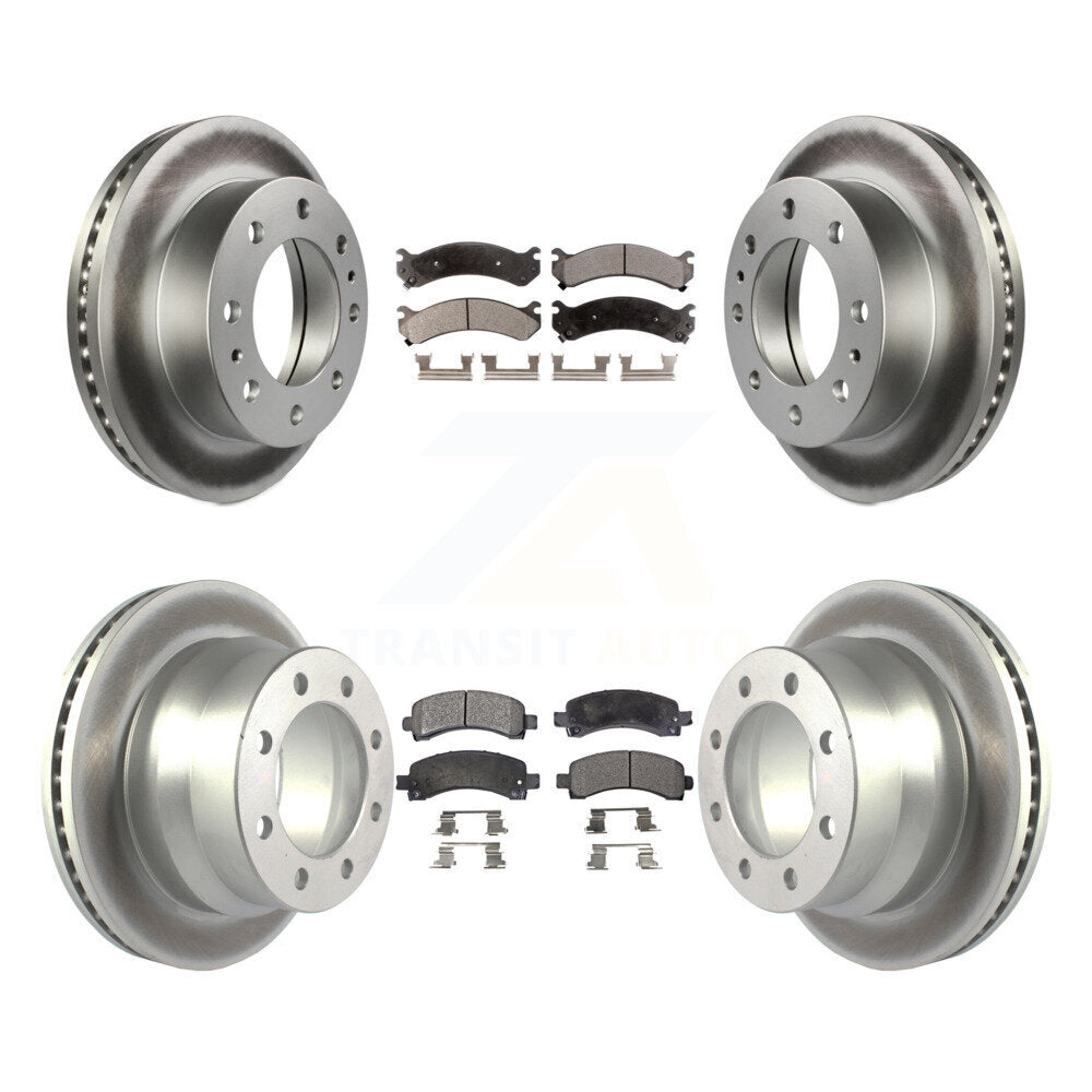 Front Rear Coated Disc Brake Rotors And Semi-Metallic Pads Kit For Chevrolet Express 4500 KGF-102769