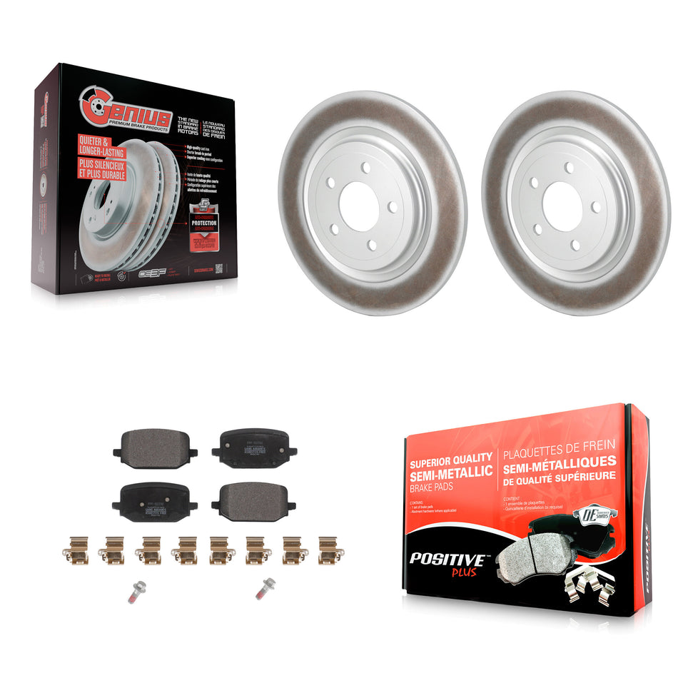 Rear Coated Disc Brake Rotors Semi-Metallic Pad Kit For 2022-2024 Ford Explorer 3.0L/2.3L KGF-102773