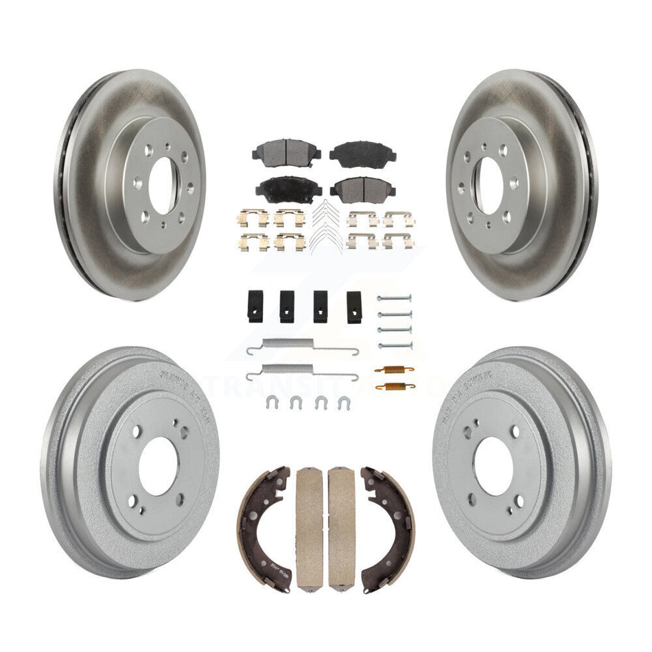 Front Rear Coated Disc Brake Rotors Semi-Metallic Pads And Drum Kit (7Pc) For Honda Civic KGF-102780