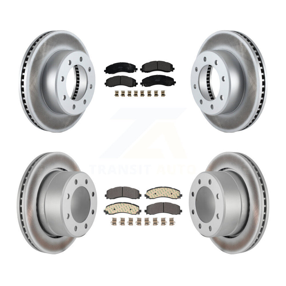 Front Rear Coated Disc Brake Rotors And Semi-Metallic Pads Kit For Ram 2500 3500 KGF-102807