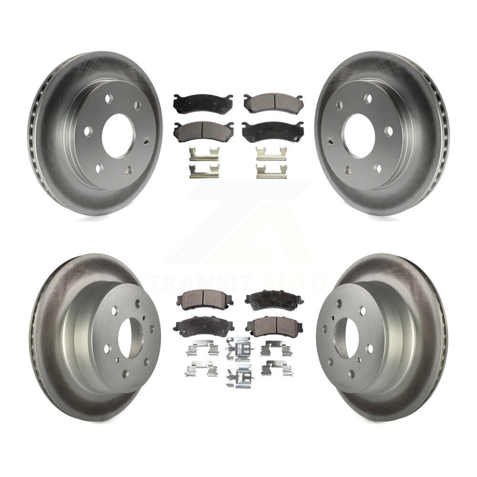 Front Rear Coated Disc Brake Rotors And Semi-Metallic Pad Kit For GMC Sierra 1500 Classic KGF-102834