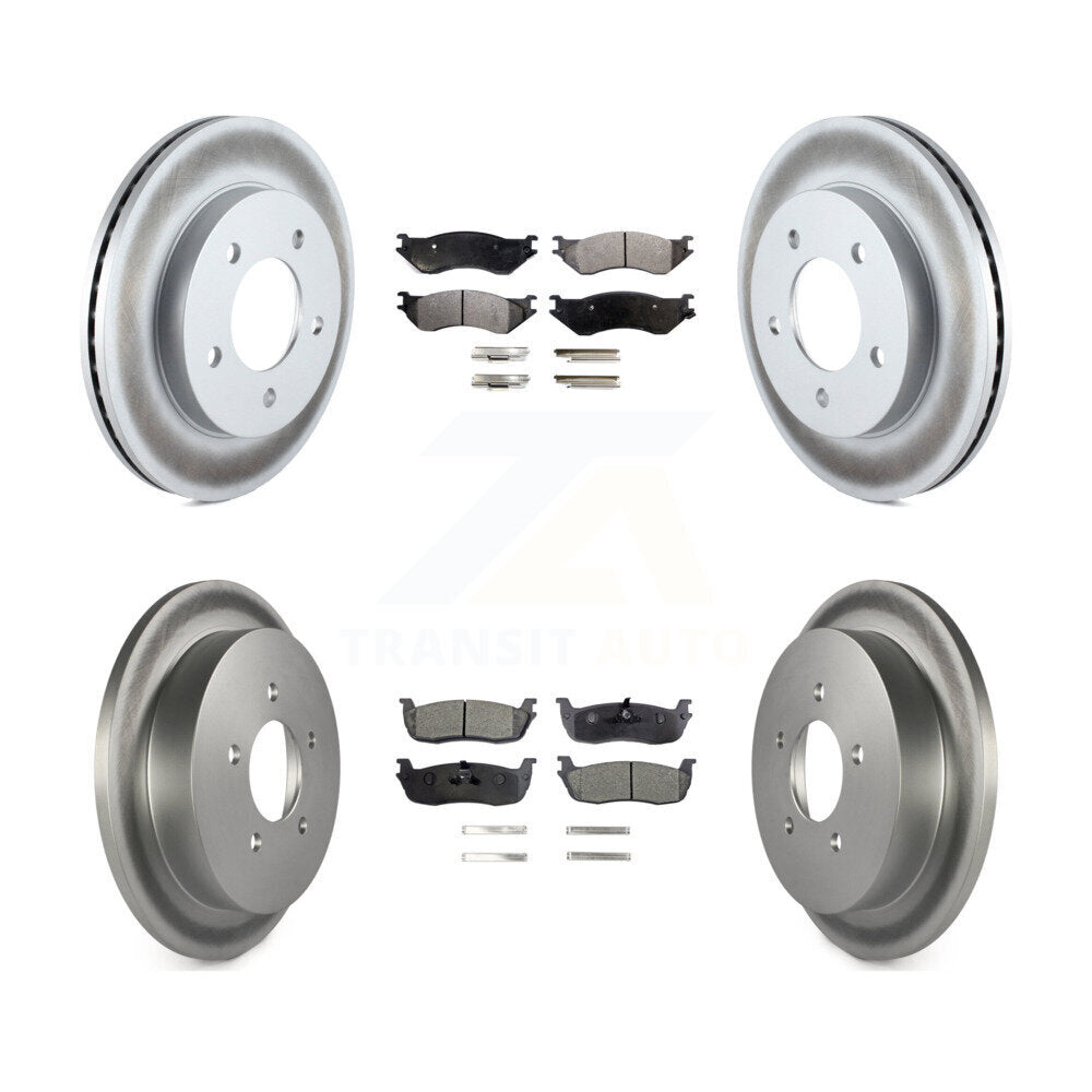 Front Rear Coated Disc Brake Rotor Semi-Metallic Pad Kit For 2004 Ford F-150 Heritage 4WD KGF-102837