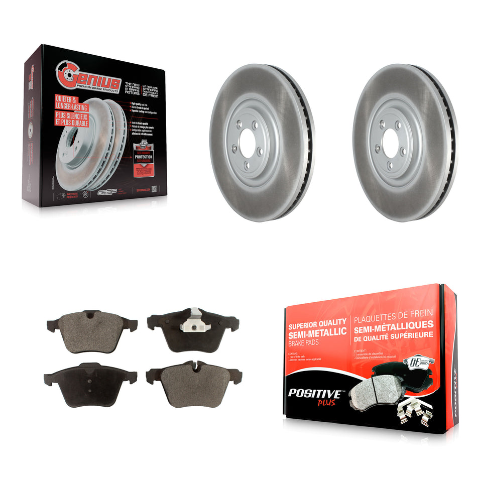 Front Coated Disc Brake Rotors And Semi-Metallic Pads Kit For Jaguar XF XJ KGF-102849