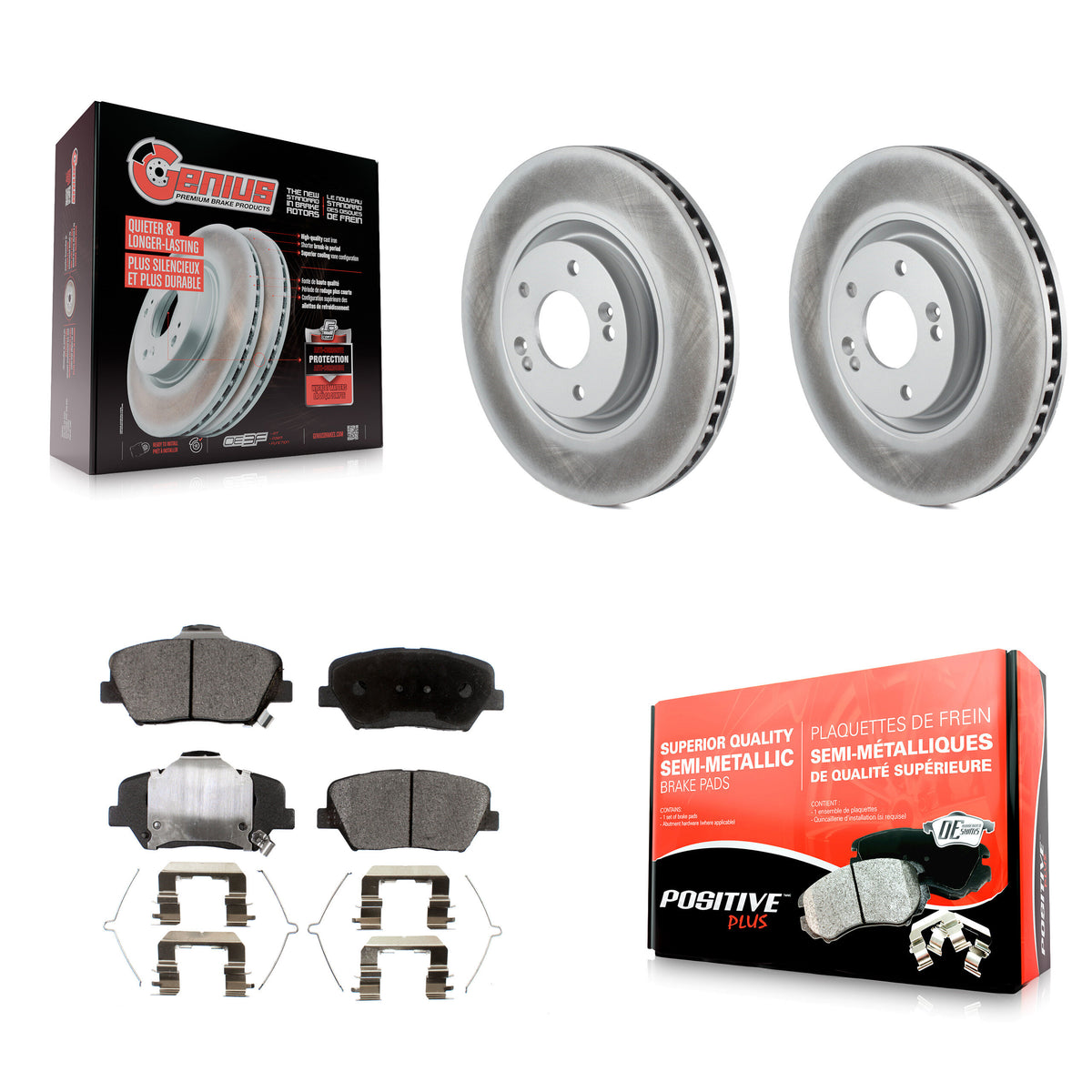 Front Coated Disc Brake Rotors And Semi-Metallic Pads Kit For 2019-2022 Hyundai Nexo KGF-102850