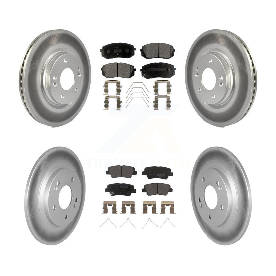 Front Rear Coated Disc Brake Rotor & Semi-Metallic Pad Kit For 2022-2023 Hyundai Kona AWD KGF-102862