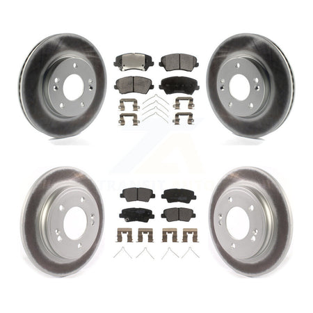 Front Rear Coated Disc Brake Rotors And Semi-Metallic Pads Kit For Hyundai Veloster KGF-102865