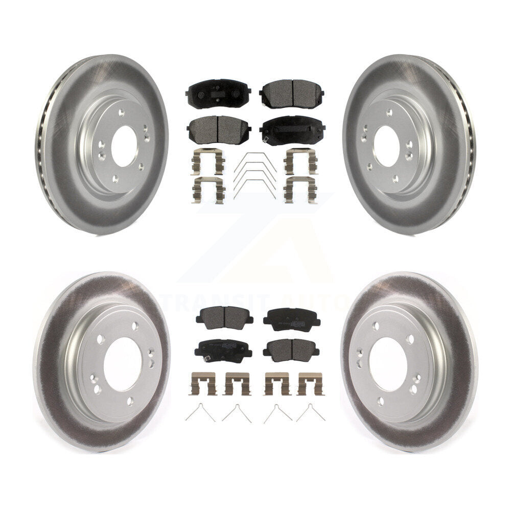 Front Rear Coated Brake Rotor Semi-Metallic Pad Kit For Kia Forte Hyundai Veloster Forte5 KGF-102866