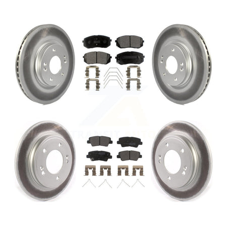 Front Rear Coated Brake Rotor Semi-Metallic Pad Kit For Kia Forte Hyundai Veloster Forte5 KGF-102866
