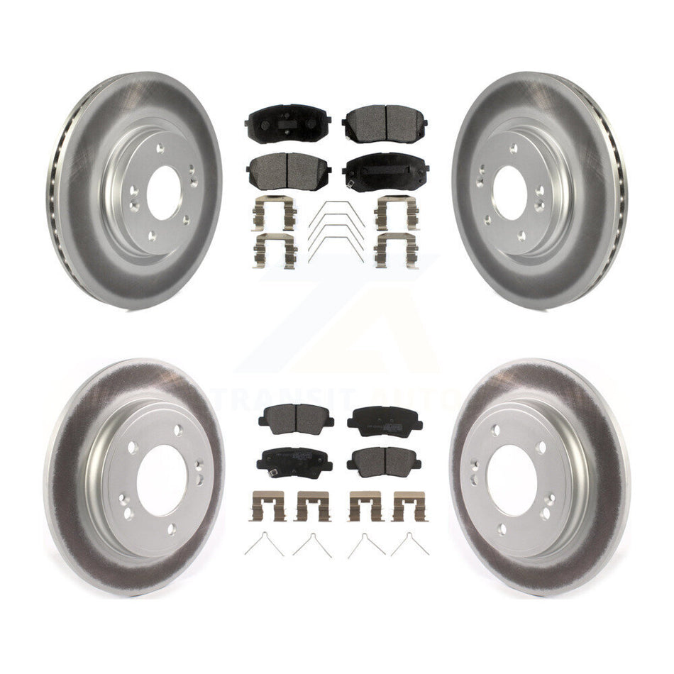 Front Rear Coated Brake Rotor Semi-Metallic Pad Kit For Kia Forte Hyundai Veloster Forte5 KGF-102866