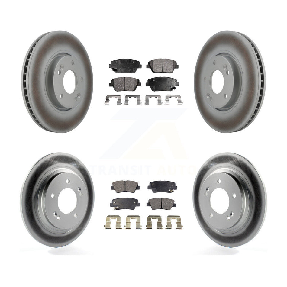 Front Rear Coated Disc Brake Rotors And Semi-Metallic Pads Kit For Hyundai Sonata KGF-102867