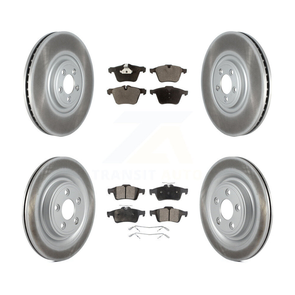 Front Rear Coated Disc Brake Rotors And Semi-Metallic Pads Kit For Jaguar XF KGF-102868