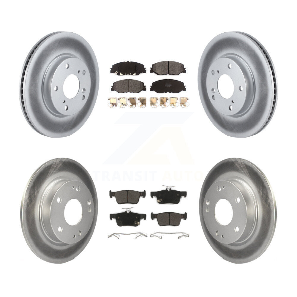 Front Rear Coated Disc Brake Rotors And Semi-Metallic Pads Kit For Honda Civic KGF-102869