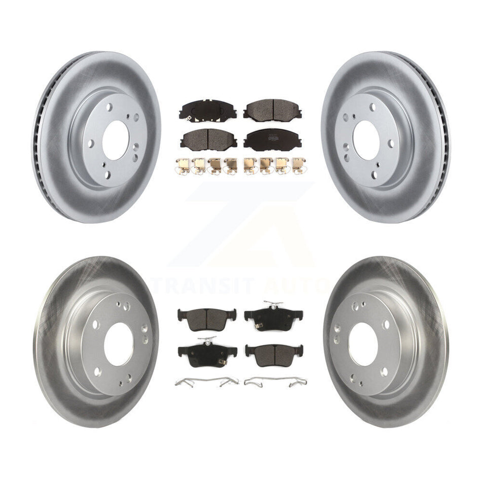 Front Rear Coated Disc Brake Rotors And Semi-Metallic Pads Kit For Honda Civic KGF-102869