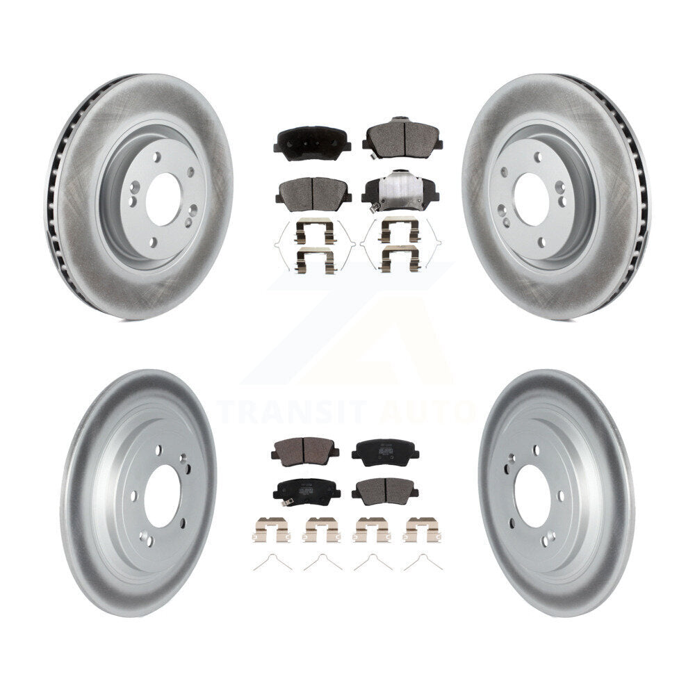 Front Rear Coated Disc Brake Rotors And Semi-Metallic Pads Kit For 2019-2020 Hyundai Nexo KGF-102870