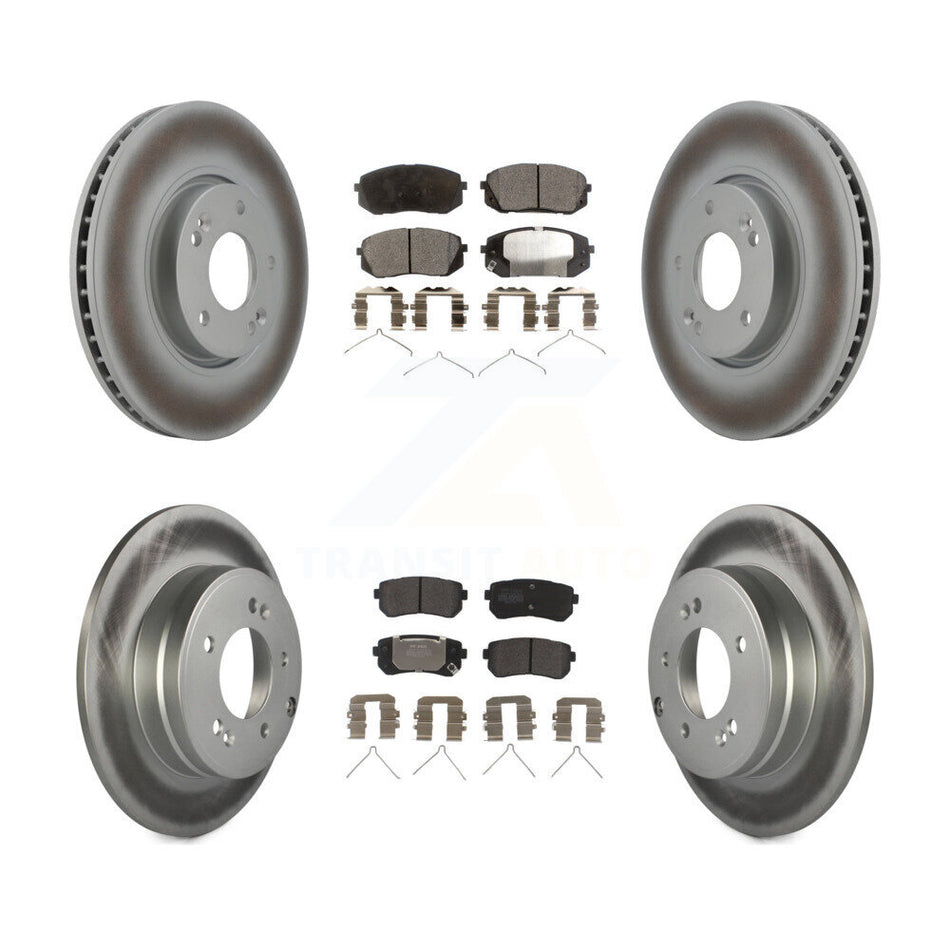 Front Rear Coated Disc Brake Rotors And Semi-Metallic Pads Kit For Hyundai Sonata KGF-102878