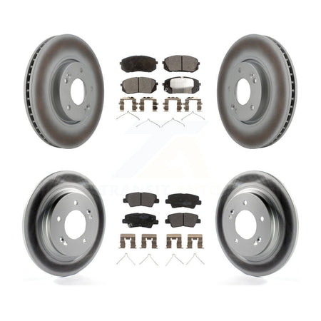 Front Rear Coated Disc Brake Rotors And Semi-Metallic Pads Kit For Hyundai Sonata KGF-102879