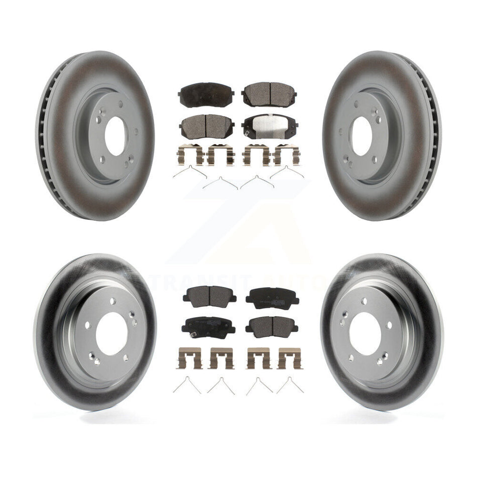 Front Rear Coated Disc Brake Rotors And Semi-Metallic Pads Kit For Hyundai Sonata KGF-102879