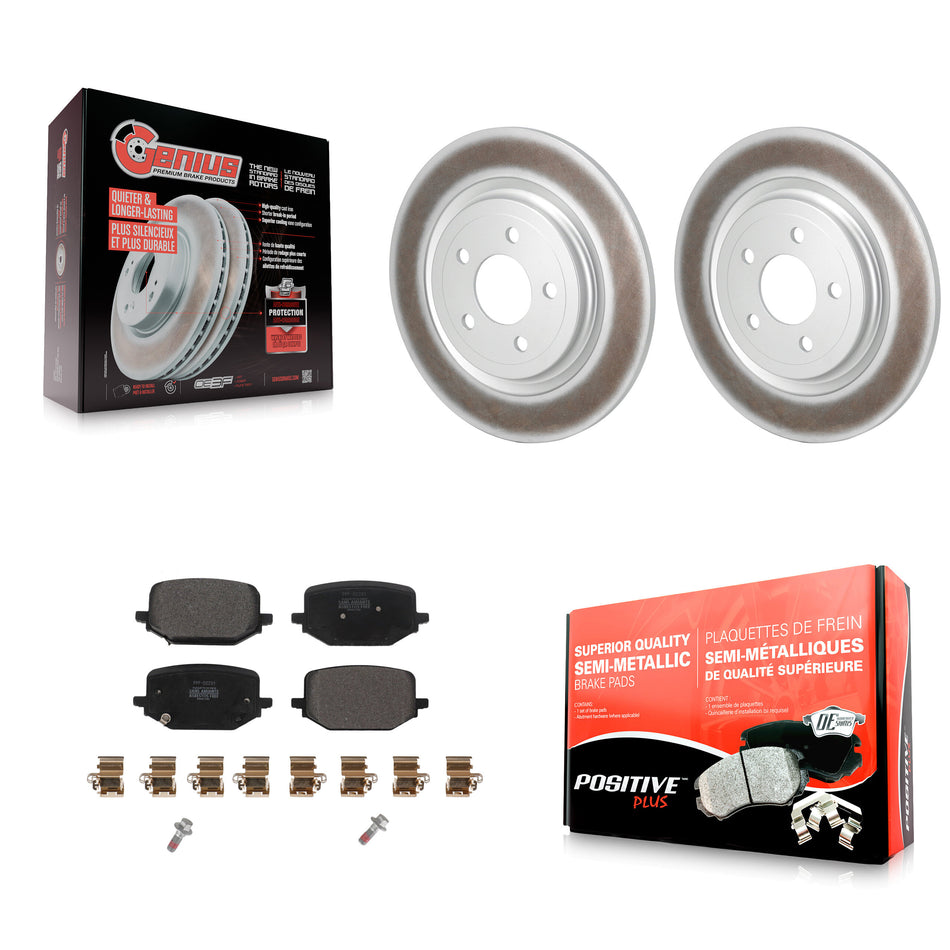 Rear Coated Disc Brake Rotors And Semi-Metallic Pads Kit For 2022-2024 Ford Explorer 2.3L KGF-102883