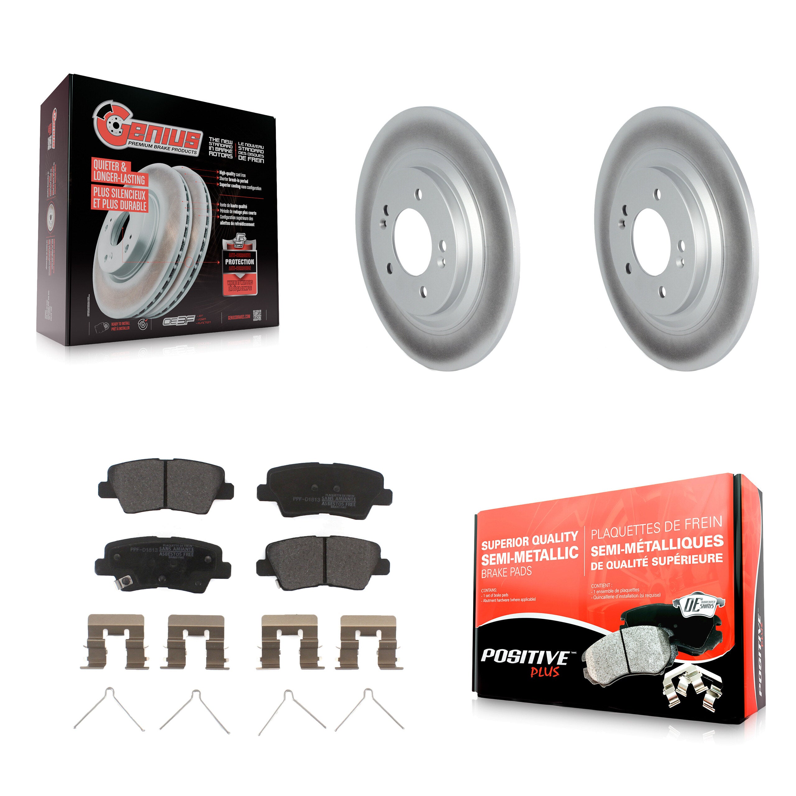 Rear Coated Brake Rotors Semi-Metallic Pad Kit For Hyundai Kona Electric Kia Soul EV Niro KGF-102892