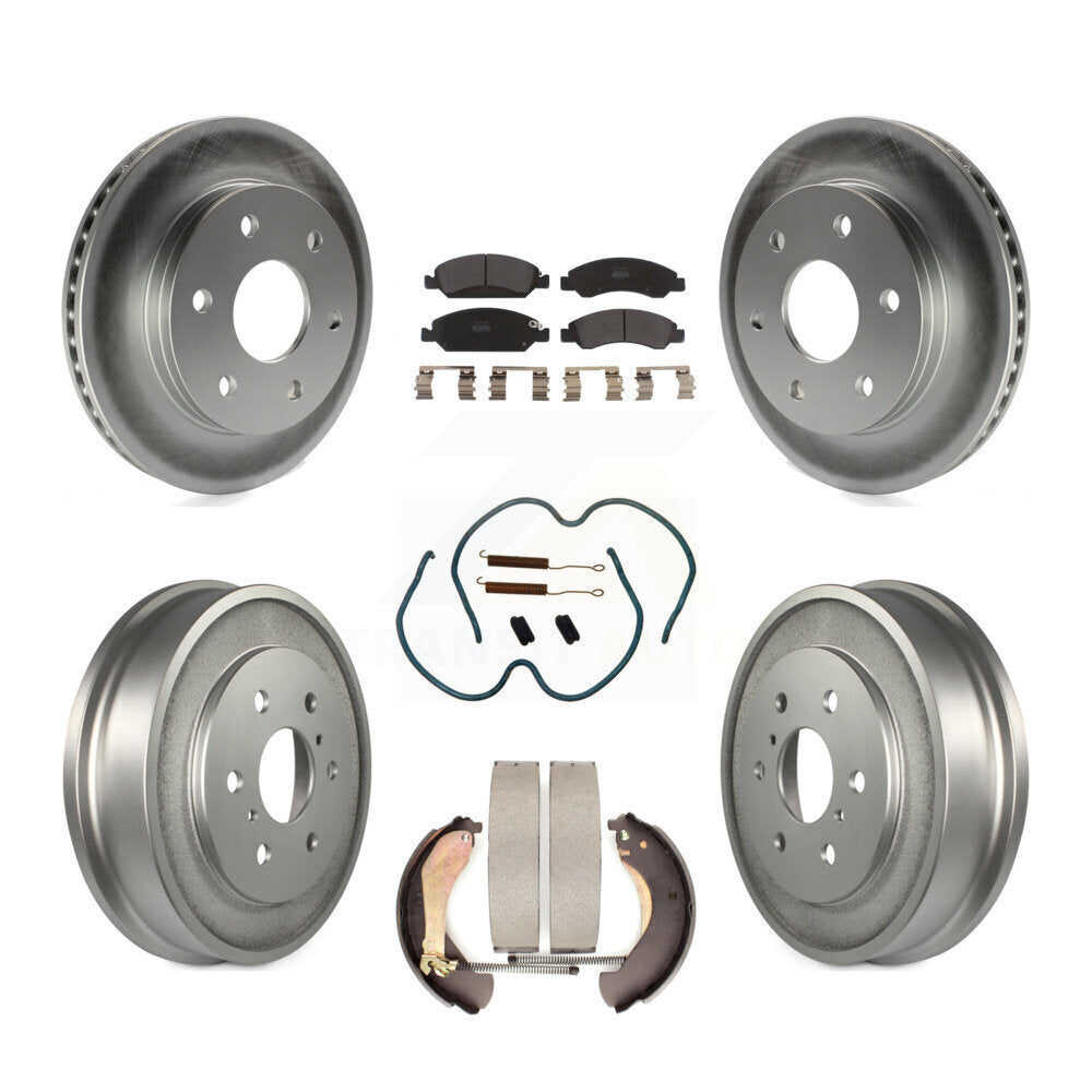 Front Rear Coated Disc Brake Rotor Semi-Metallic Pad & Drum Kit (7Pc) For GMC Sierra 1500 KGF-102893